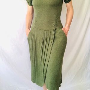 Anthropologie drop-waist heather green dress size XS